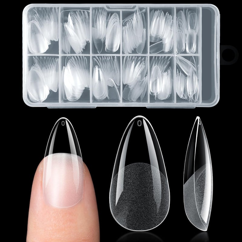 ranrose Almond Nail Tips 240pcs Half Matte Full Cover False Nail Soft Gel Acrylic Nails Extension Tips 12 Sizes Press on Nails Home Salon DIY Gift for Women - Image 1